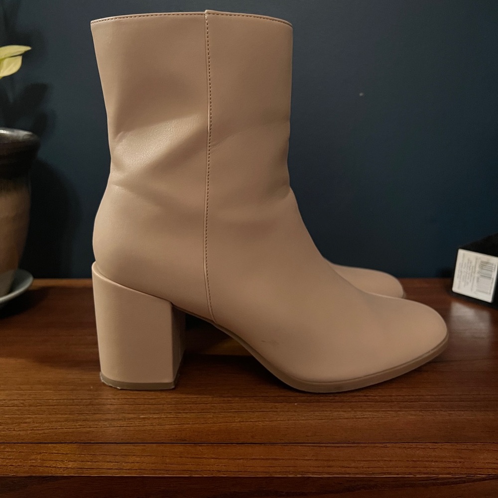 Boots, mid-calf, Target, taupe, size 10.